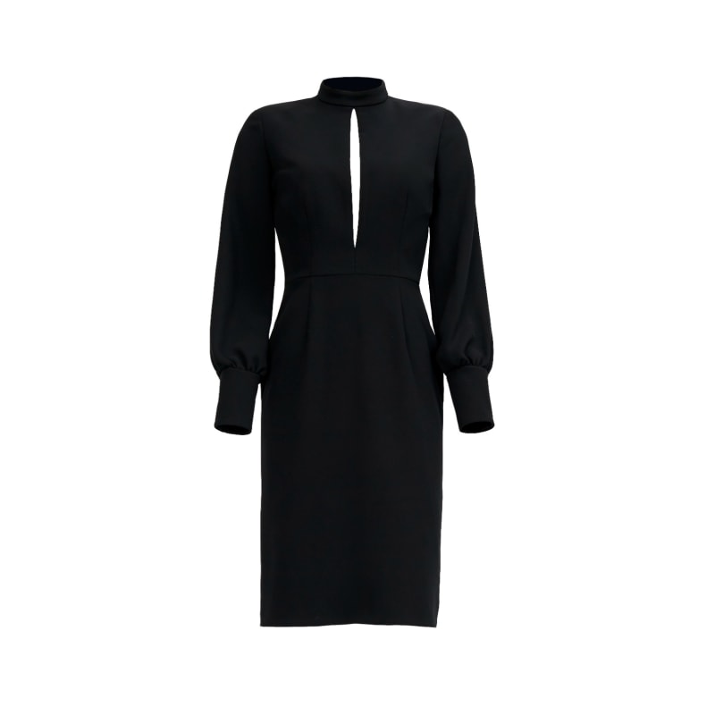 Thumbnail of Mira Black Long Sleeve Cut Out Crepe Midi Dress image