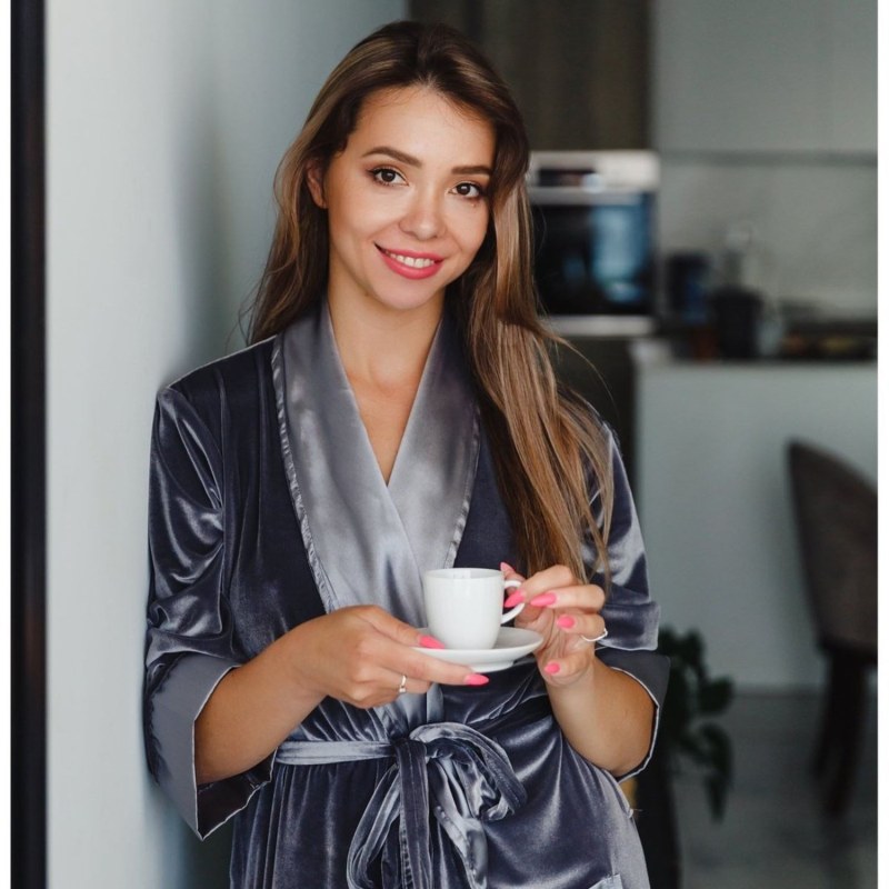 Thumbnail of Lunar Ladies Velvet Robe In Grey image