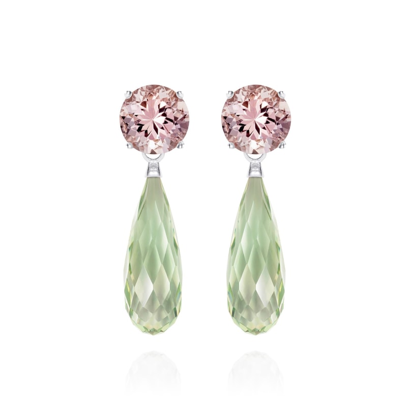 Thumbnail of Green Amethyst & Morganite Drop Earrings image