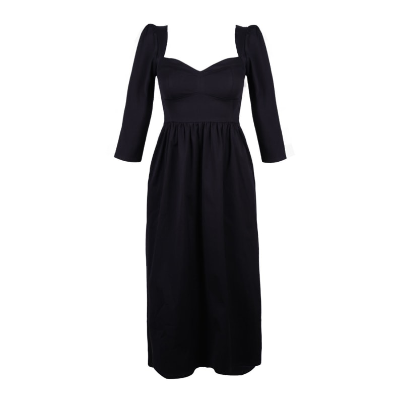 Thumbnail of Violet Dress With Sweetheart Neck In Black Cotton image