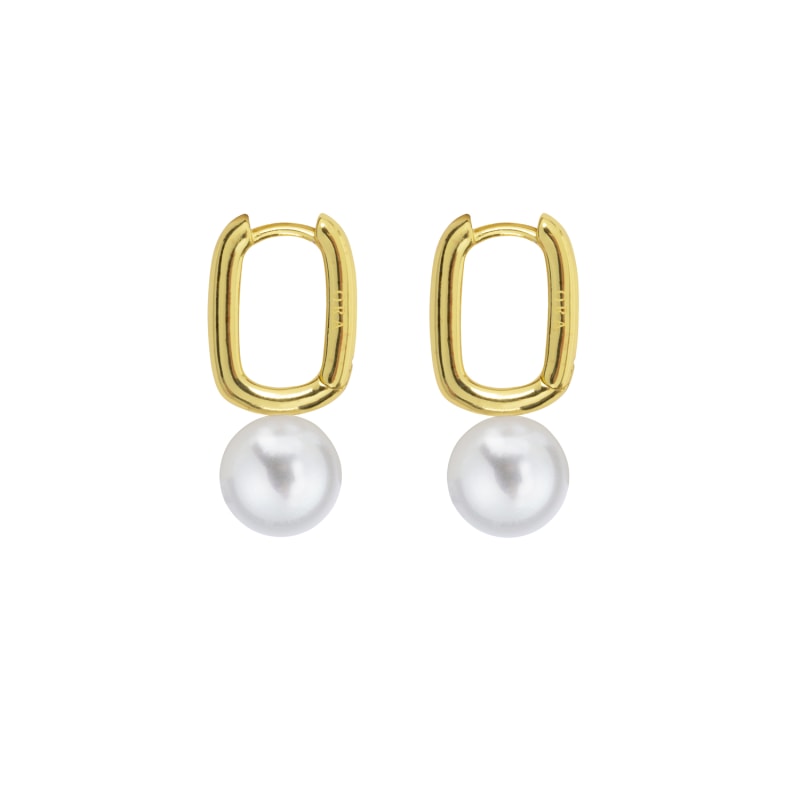 Thumbnail of Aetis Pearl Hoop Earrings-Gold image