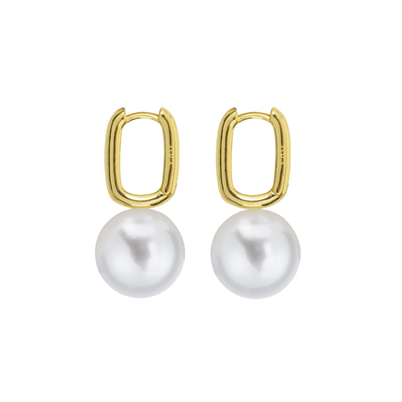 Thumbnail of Aetis X Large Pearl Hoop Earrings - Gold image