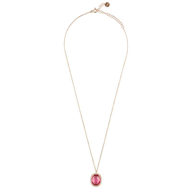 Thumbnail of Beatrice Oval Gemstone Pendant Necklace Rose Gold Pink Tourmaline image