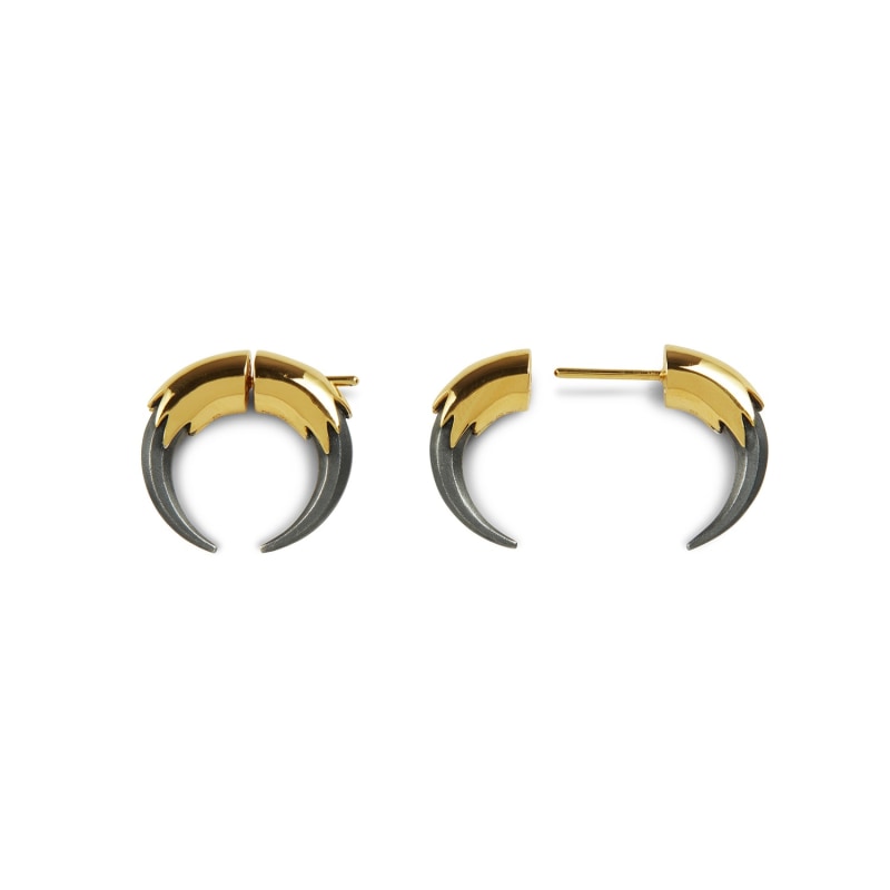 Thumbnail of Claw Hoop Earrings Gold & Oxidised Silver image