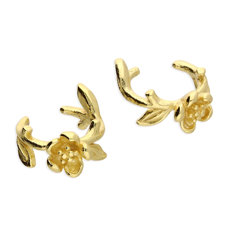 Thumbnail of Yellow Gold-Plated Flower Ear Cuffs image