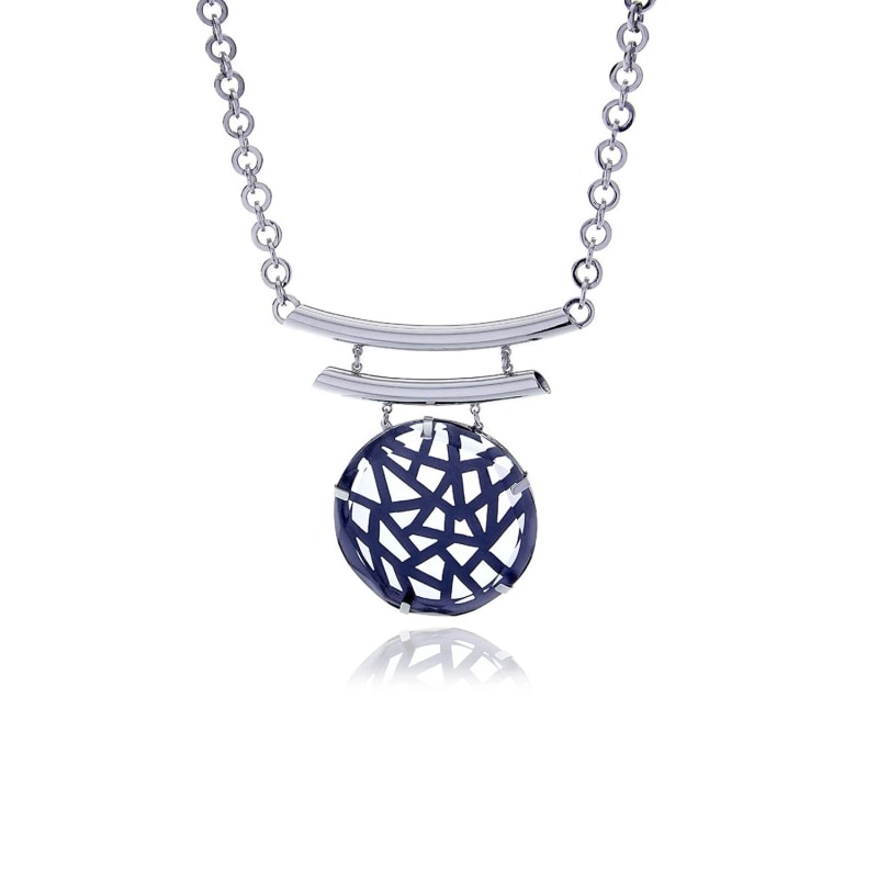 Thumbnail of Silver Signature Crystal Medallion Necklace In Gray image