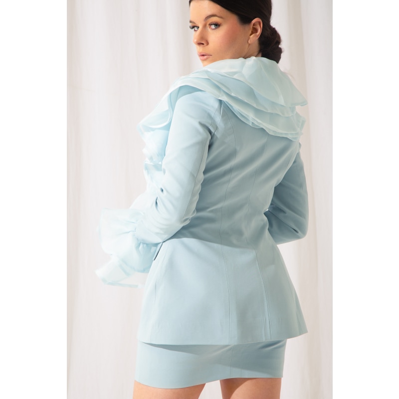 Thumbnail of Afina -  Crepe Mini Skirt In Mint Blue image
