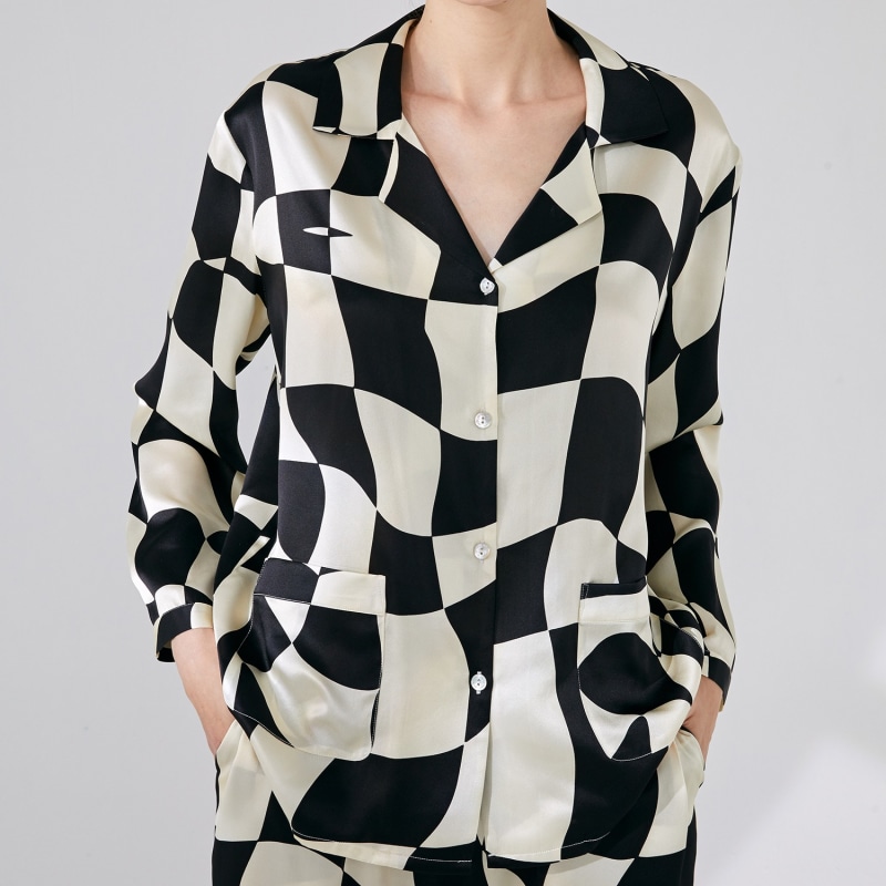 Queen of Chess Long Silk Pyjama Set - Black | NOT JUST PAJAMA | Wolf ...