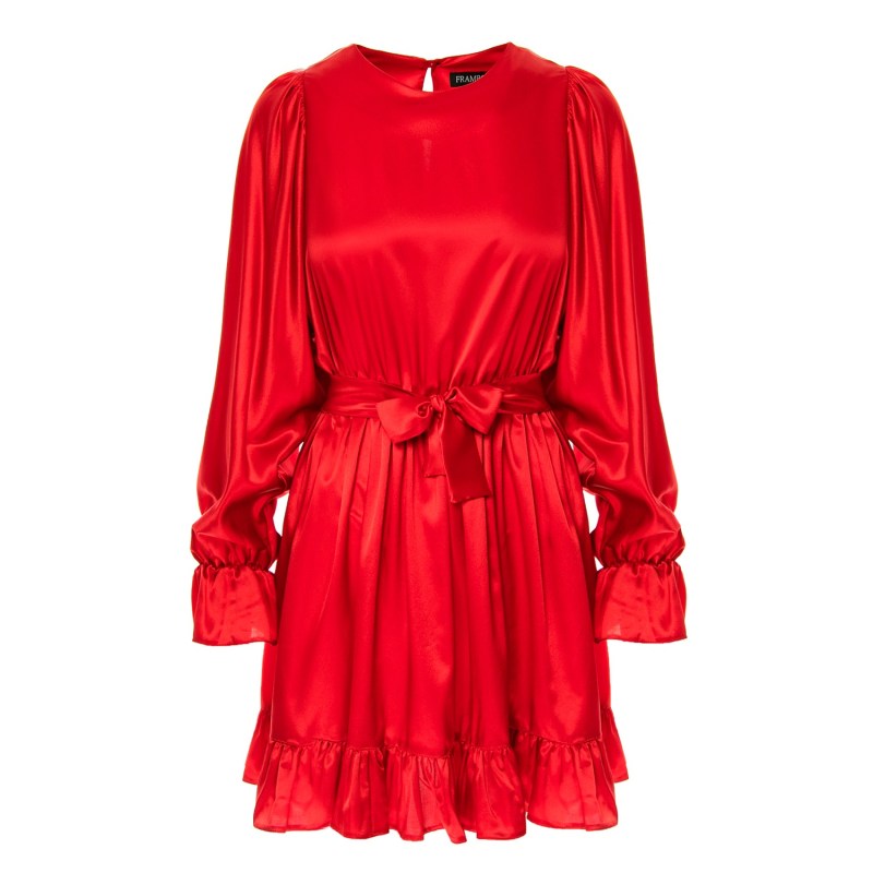 Thumbnail of Sophia Red Short Silk Dress image