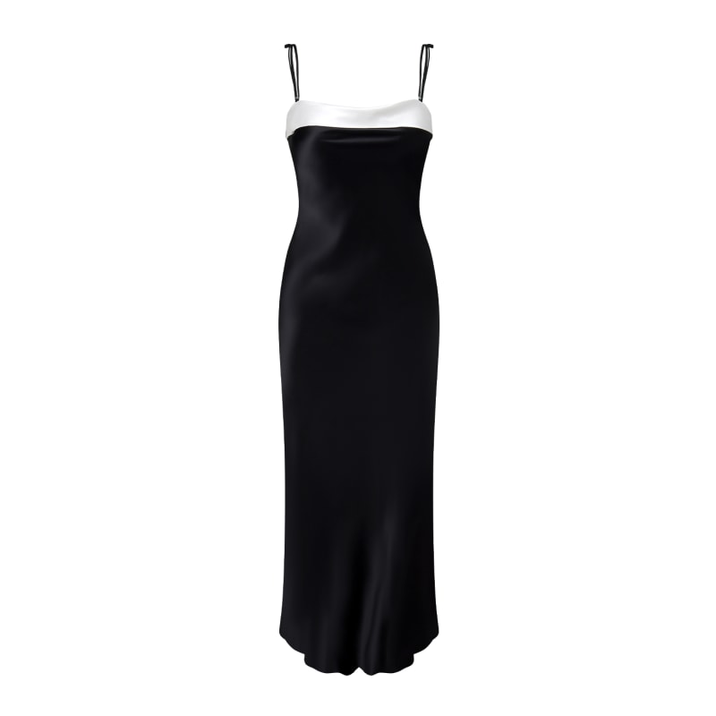 Thumbnail of After-Party Silk Slip Midi Dress - Black image