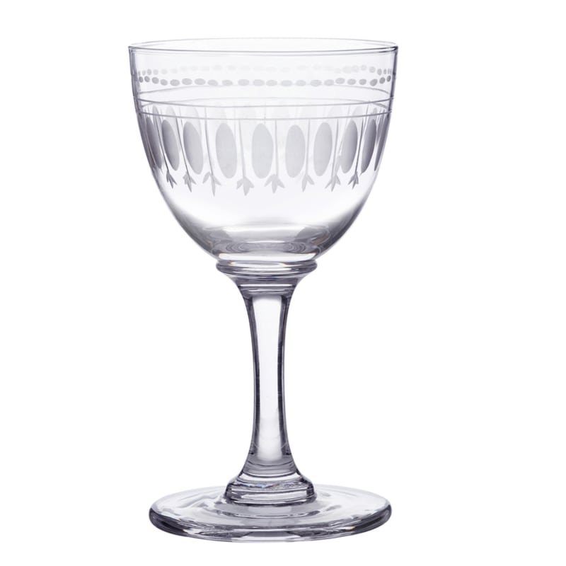 Thumbnail of Six Hand-Engraved Crystal Liqueur Glasses With Ovals Design image