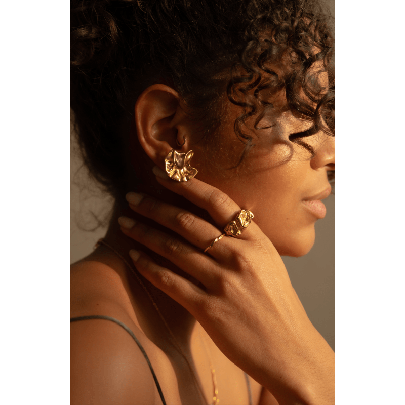 Thumbnail of Aiko Statement Flower Gold Earrings image