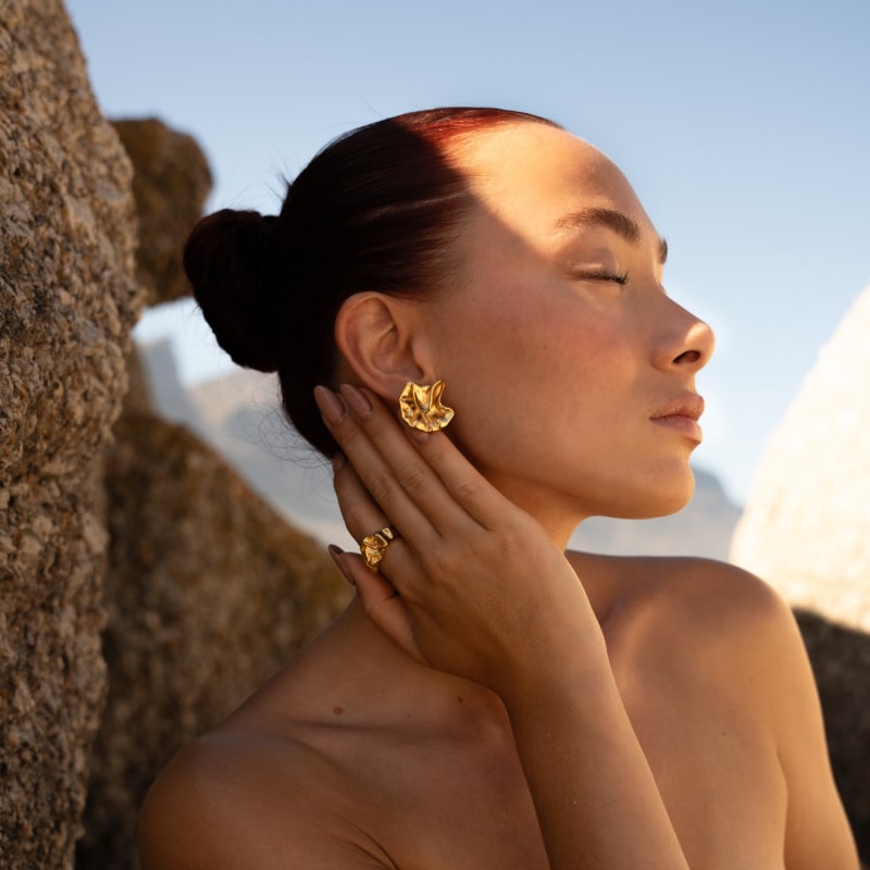 Thumbnail of Aiko Statement Flower Gold Earrings image