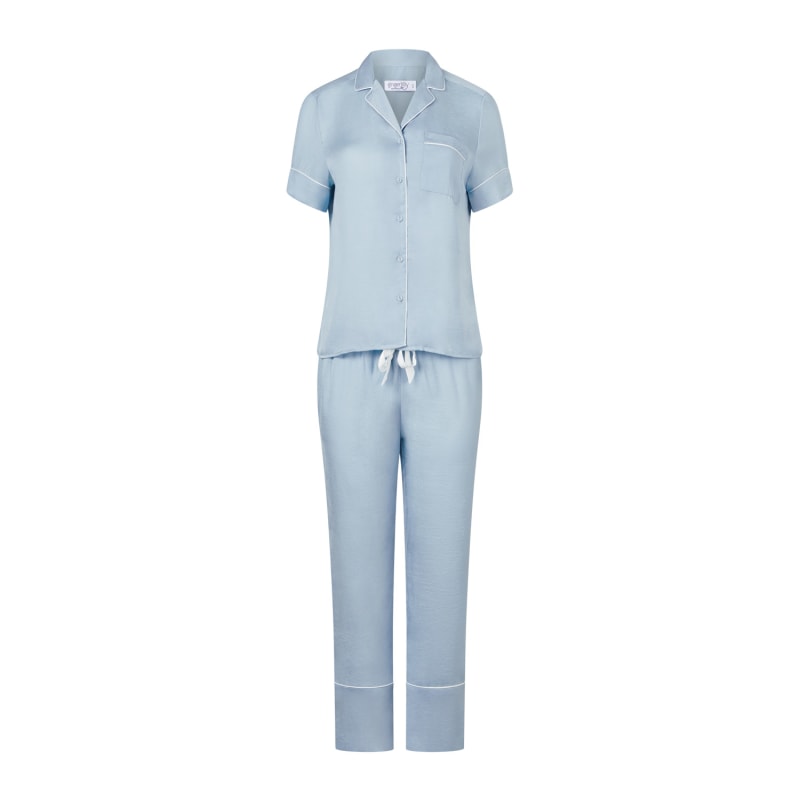 Aileen Blue Satin Crop Pant Pj – Gingerlilly Sleepwear