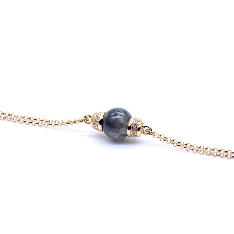 Thumbnail of Eden Bracelet In Black Jade With Champagne Gold Finish image