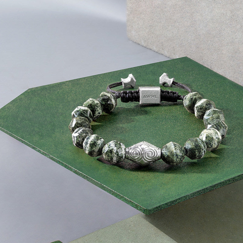 Thumbnail of Green Zebra Jasper Sumeru Beaded Bracelet image