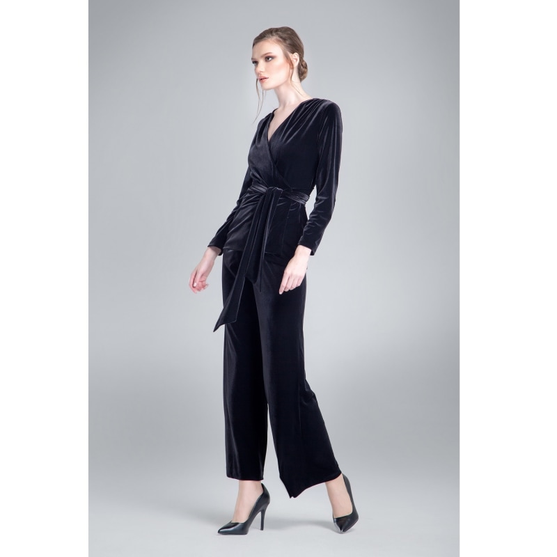 Thumbnail of Avery Velvet Wide-Leg Trousers In Black image