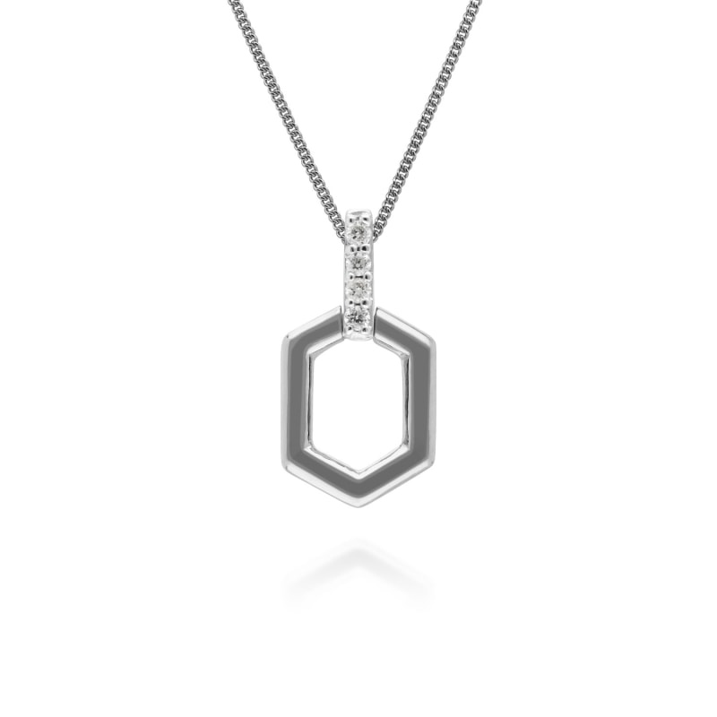 Thumbnail of Diamond Pavé Hex Bar Pendant In 9Ct White Gold image