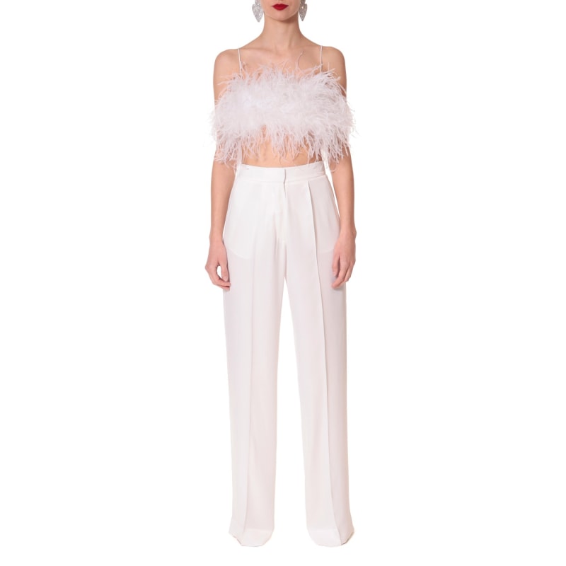 Thumbnail of Jessie Bright White Satin Wide Pants image