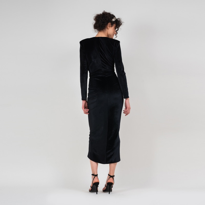 Thumbnail of Black Velvet Maxi Dress With Ruffle image