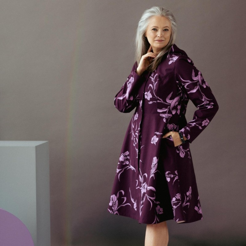Thumbnail of Hooded Dark Purple Waterproof Coat: Purple Iris image