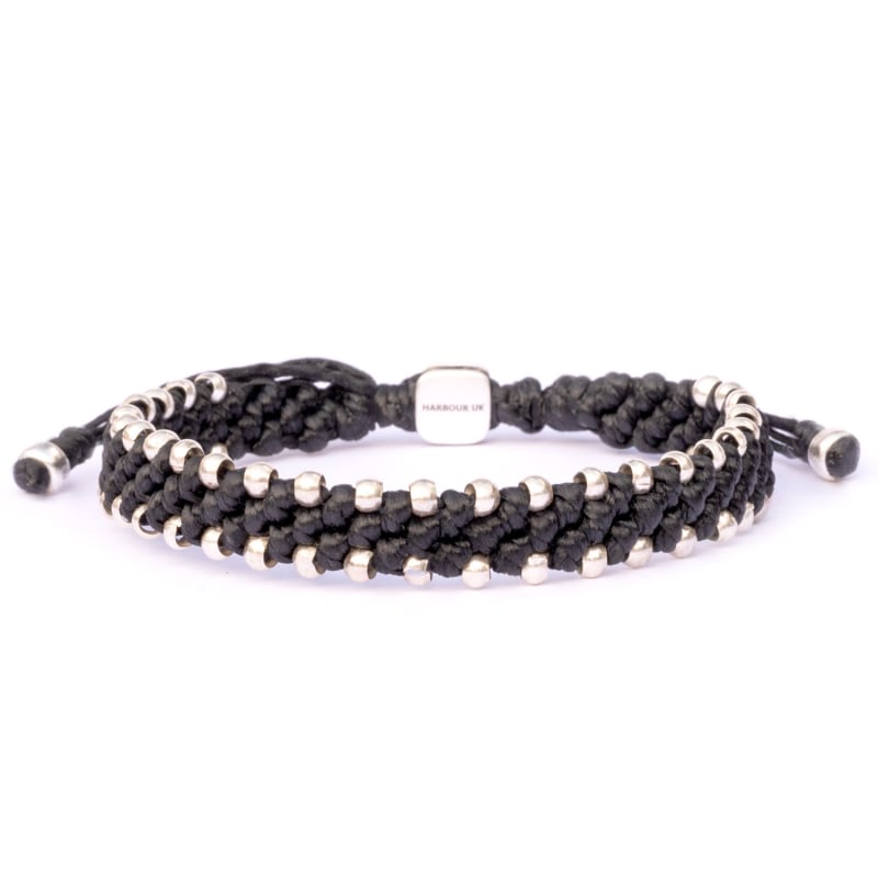 Thumbnail of Mens Chunky Silver And Black Waterproof Rope Bracelet - Black image