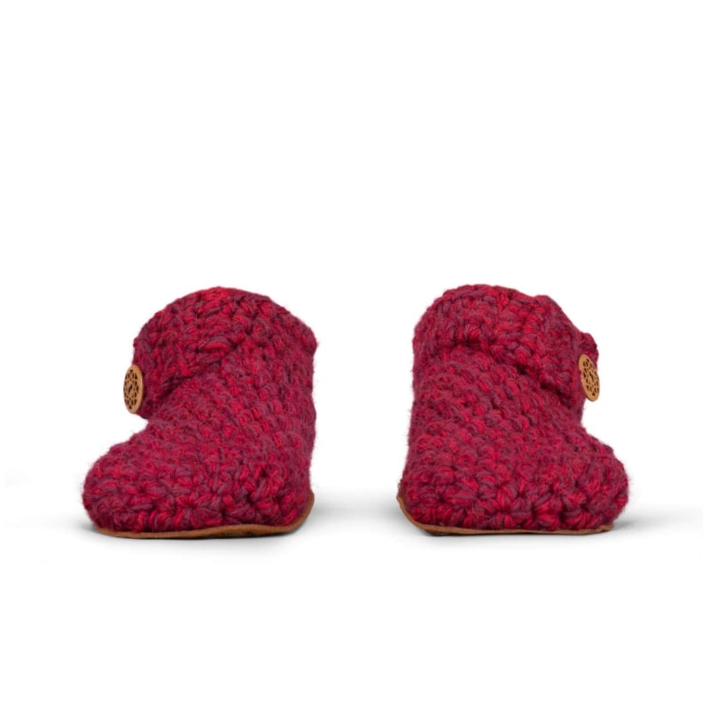 Thumbnail of Handmade Wool Ankle Bootie Slippers For Women In Wine Red image