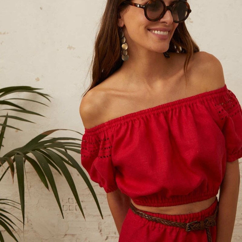 Thumbnail of Aksinia Crop Top In Scarlet Red image