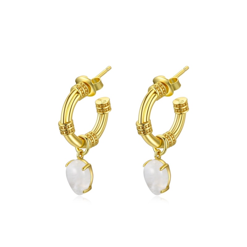 Thumbnail of Cvlcha Moonstone Hoop Earrings - Gold image