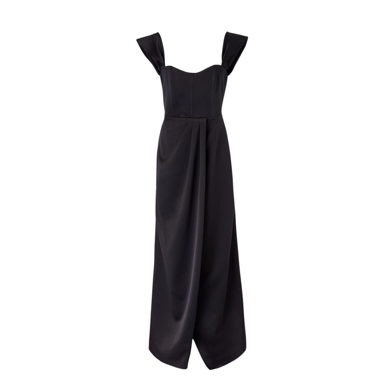 Thumbnail of Aleda Black Satin Maxi Dress image