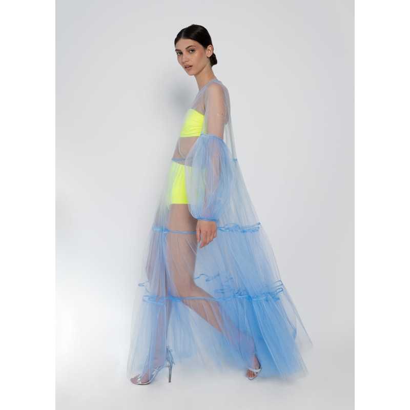 Kaftan dress. Floaty cotton summer dress, Beach coverup: Lightblue