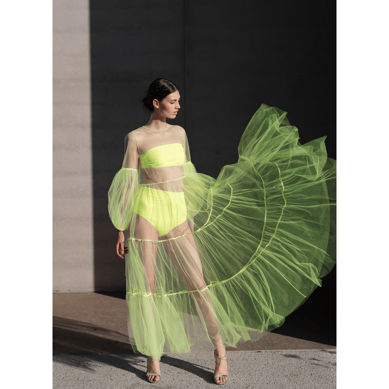 Neon tulle online maxi skirt