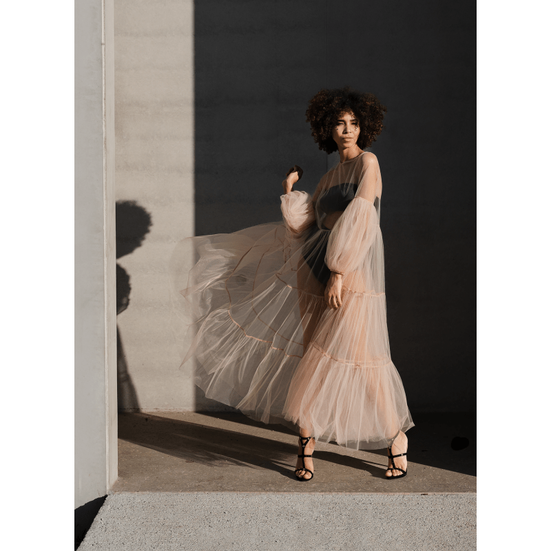 Nude tulle dress store
