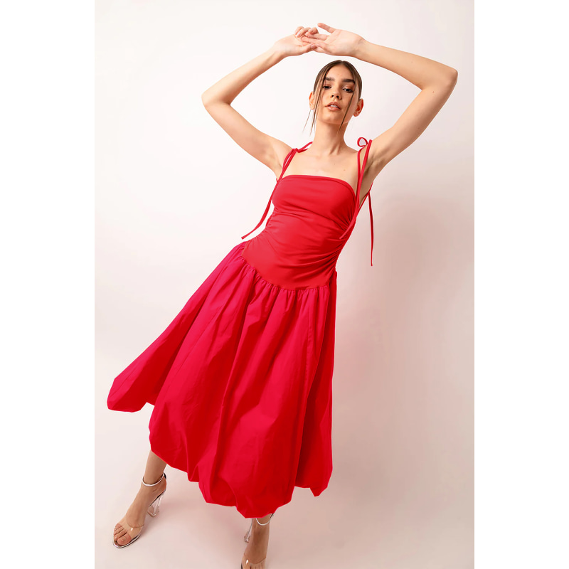 Thumbnail of Alexa Cherry Red Puffball Dress image