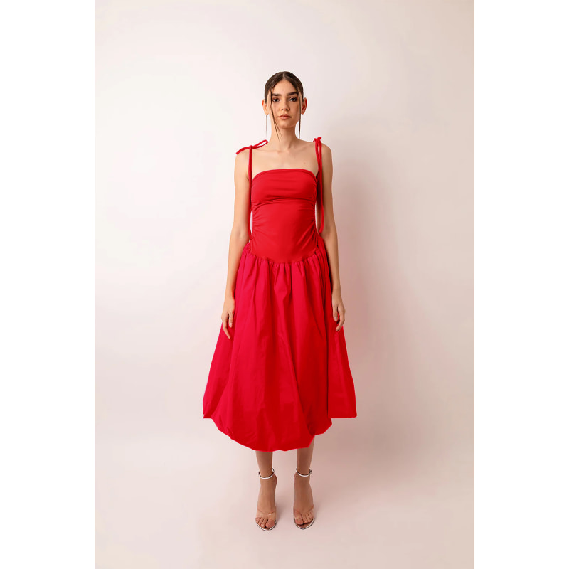 Thumbnail of Alexa Cherry Red Puffball Dress image