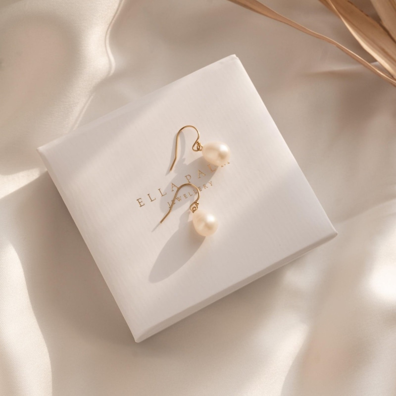 Thumbnail of Alexandra Baroque Drop Pearl Gold Earrings image