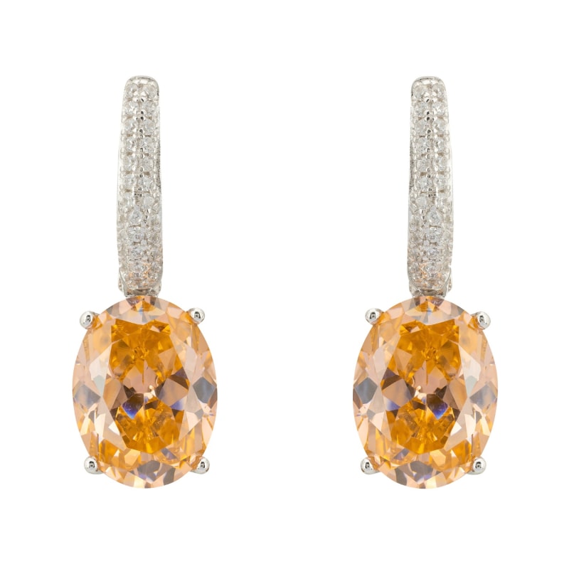 Thumbnail of Alexandra Oval Drop Earrings Silver Peach Quartz image