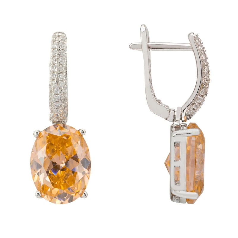 Thumbnail of Alexandra Oval Drop Earrings Silver Peach Quartz image