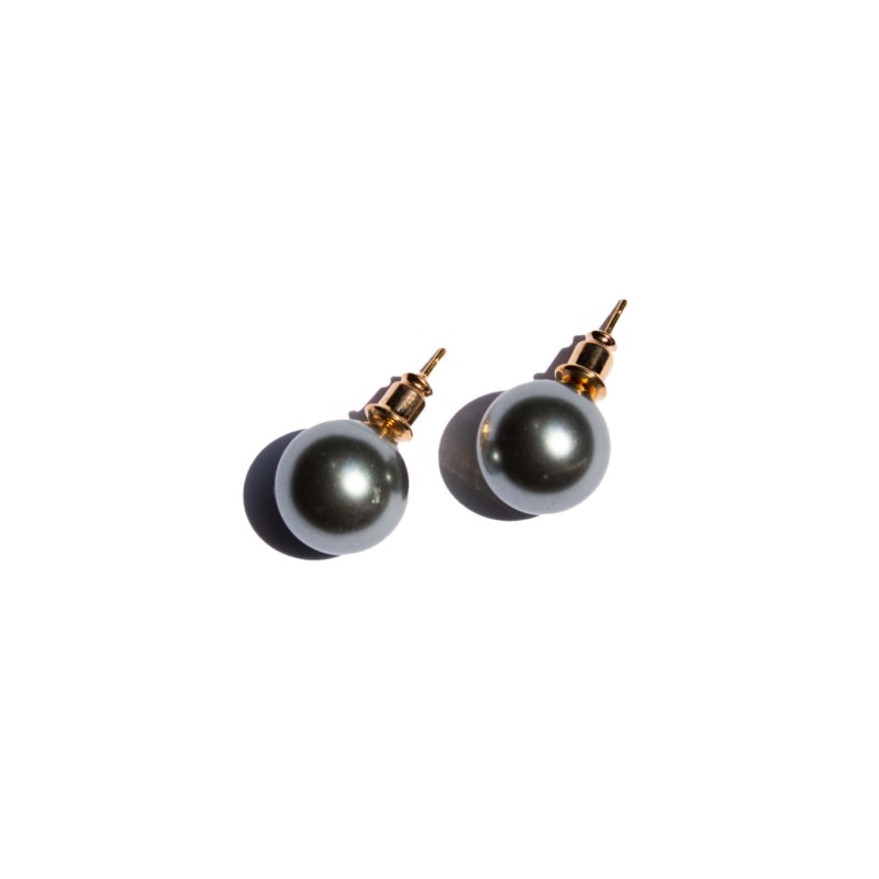 Thumbnail of Alexis Black Faux Pearl Stud Earrings Gold Plated image