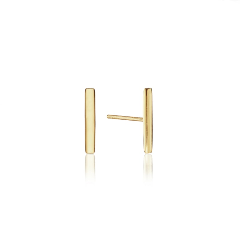 Thumbnail of Gold Plain Bar Stud Earrings image