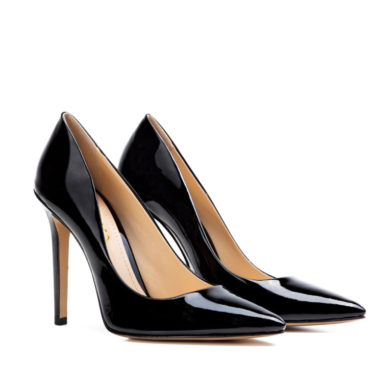 Alice Black Stiletto Patent Leather Shoes | Ginissima | Wolf & Badger