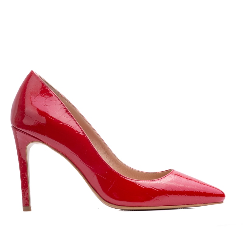 Red leather stiletto shoes store