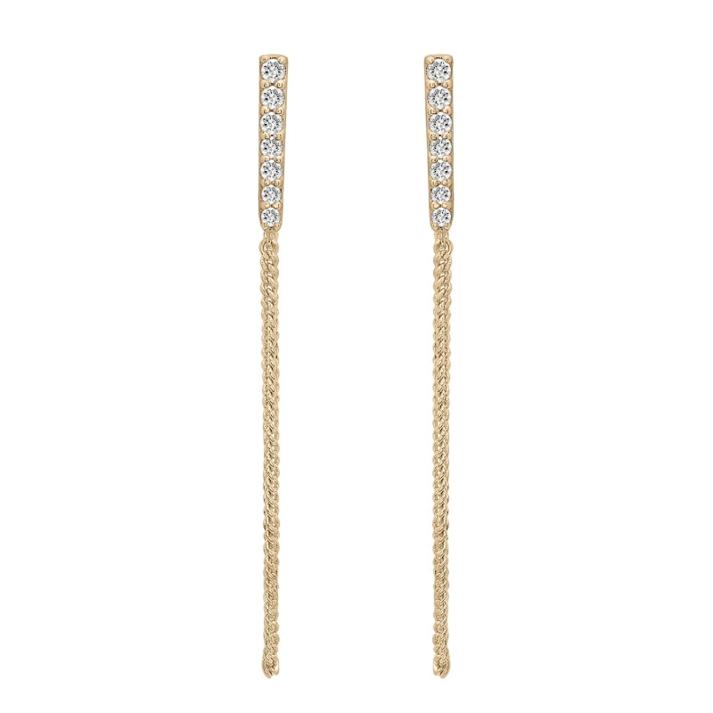 Thumbnail of Alisha- Diamond Bar Long Chain Earrings In 14K Yellow Gold image