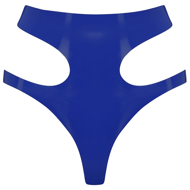 Thumbnail of Latex Cut Out Thong - Blue image