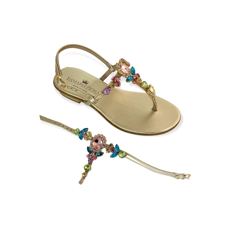 Thumbnail of Lucrezia Flat Sandal With Multicolor Crystals image