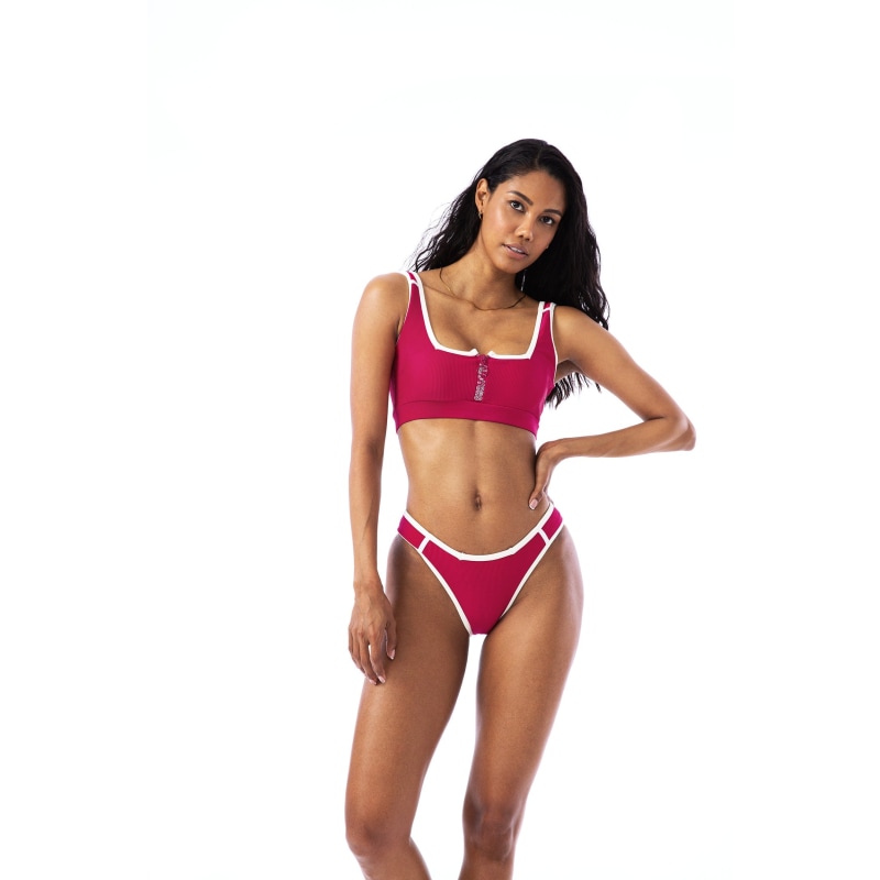 Allyors Zipper Bikini Top Dark Pink by Yorstruly