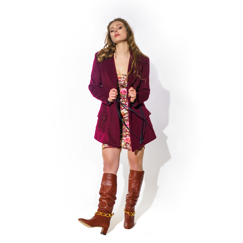 Alpha Knee High Slouch Boot Brown TinaMaria Wolf Badger