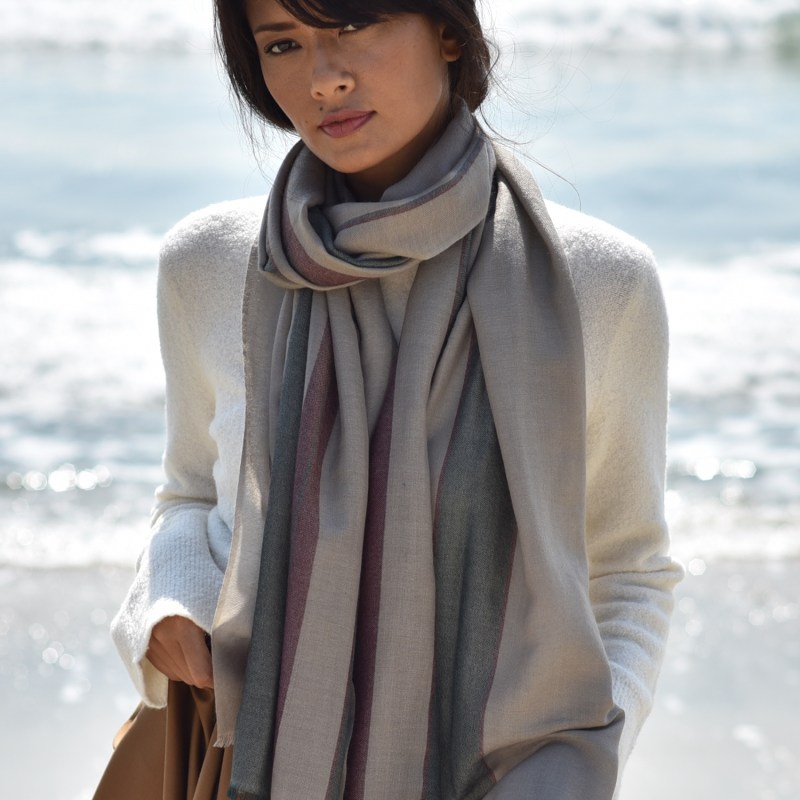 Maroon and gray scarf sales