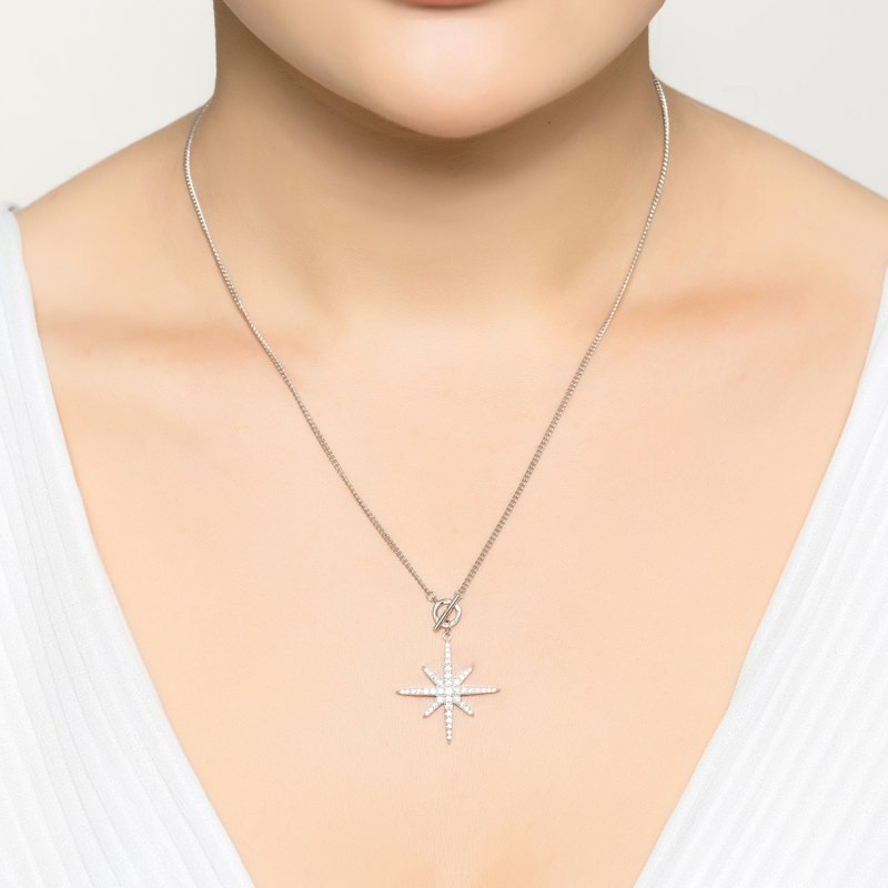 Thumbnail of Altair Star Burst Lariat Necklace Silver image