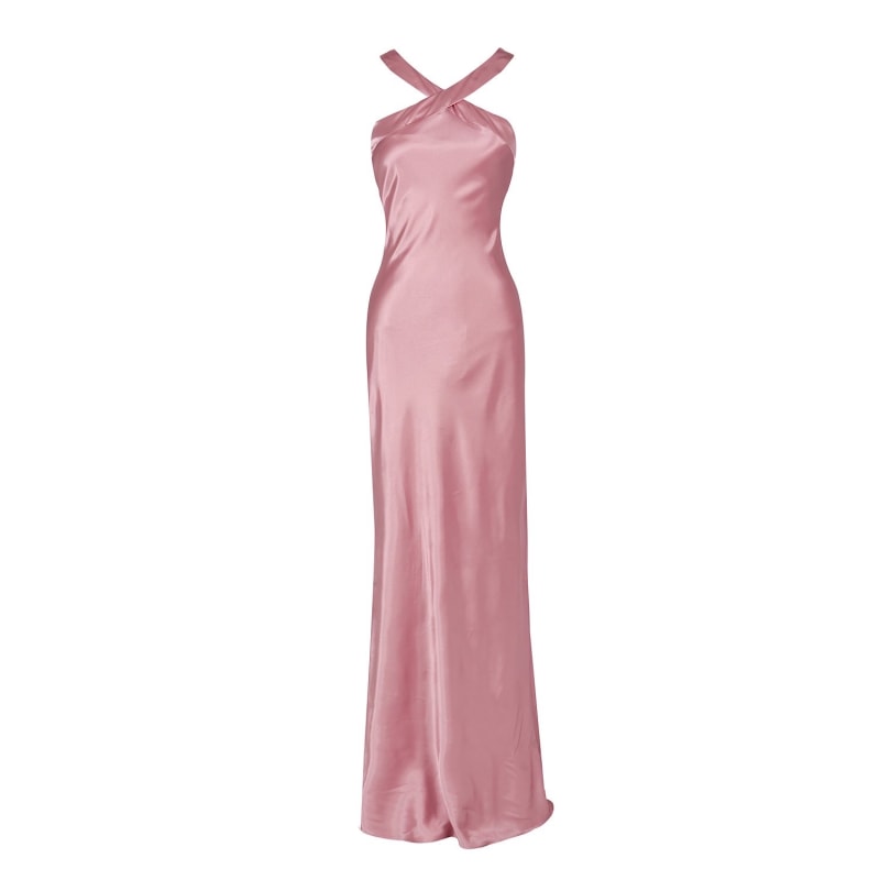 Alysia Dusty Rose Satin Evening Gown by Dress 2 Party